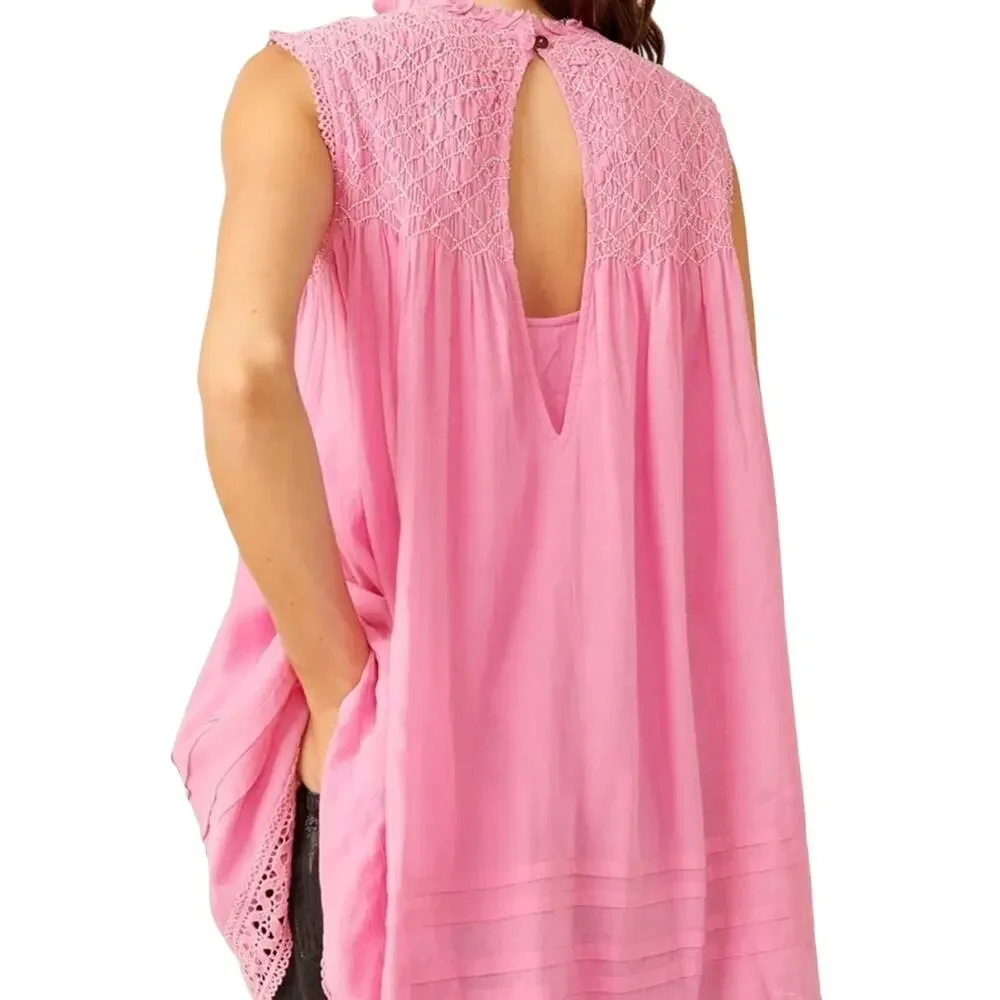 FREE PEOPLE $128 FP shea solid pink mini Dress Size XS